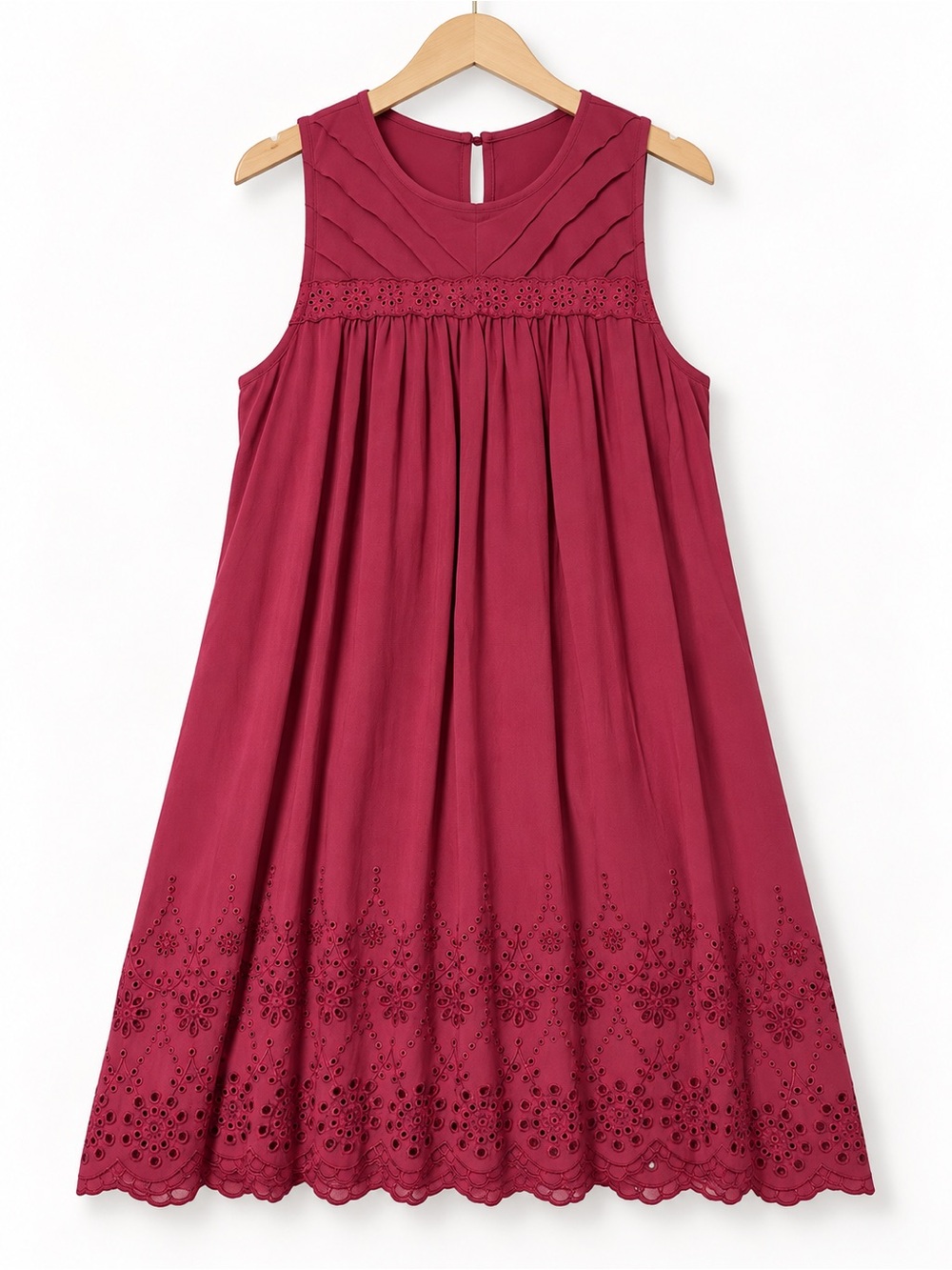 Maurices Raspberry Eyelet Hem Sleeveless Dress